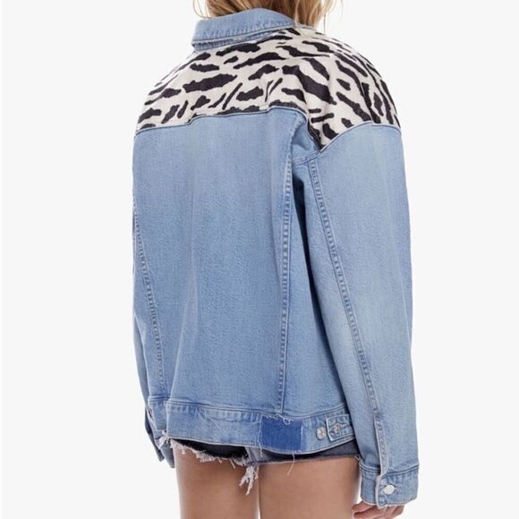Mother The Drop It Drifter Denim Zebra Blue Jacket Oversized Size XL - Picture 3 of 9